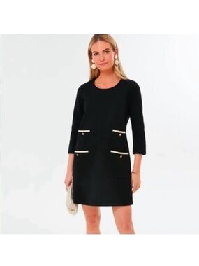 Tuckernuck Black Mini Dress with Cream Trim
